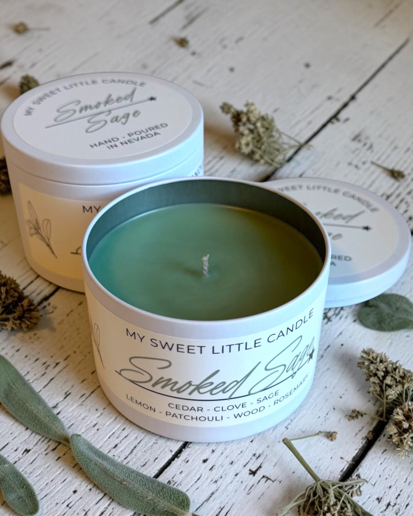 Smoked Sage Soy Candle : Earthy Herbal , 6 oz