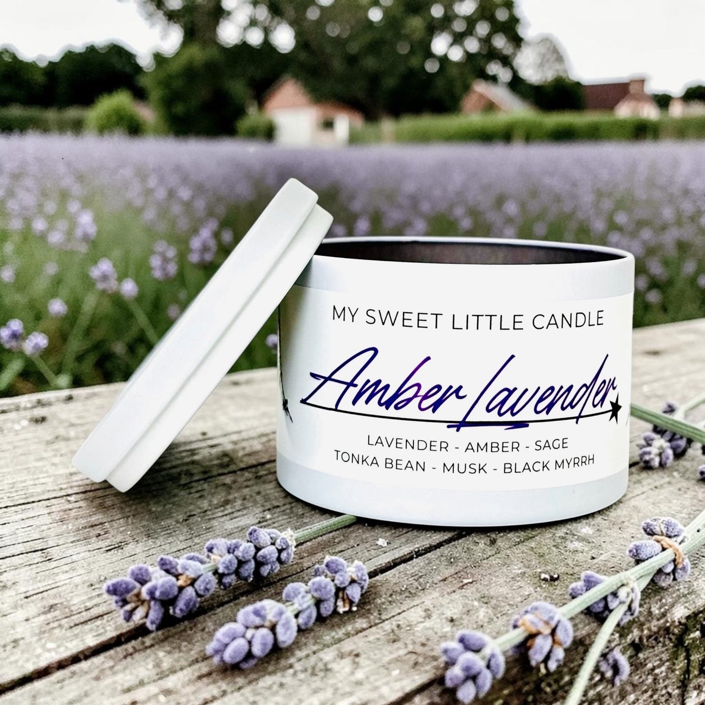 Amber Lavender Soy Candle : Warm Amber and Calming Lavender, 6 oz