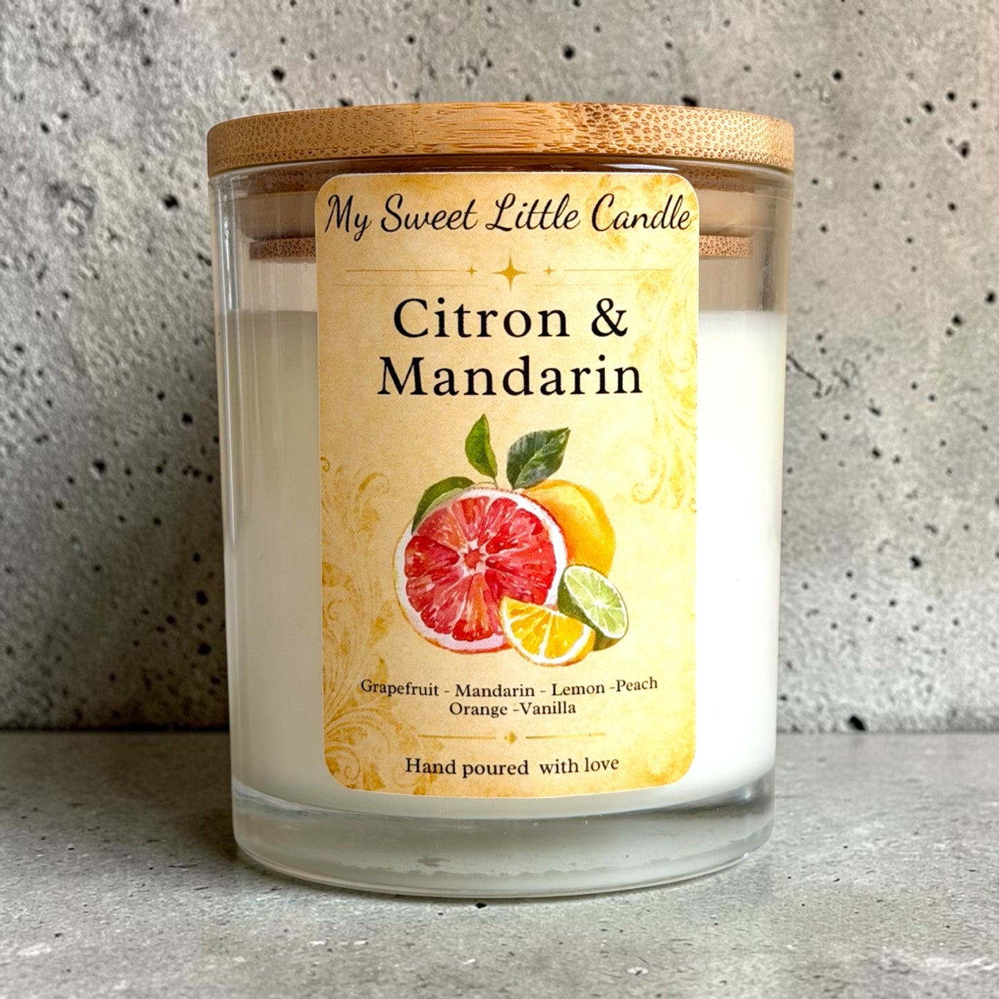 Lemon & Mandarin Soy Candle : Fresh Citrus Fragrance, 7 oz
