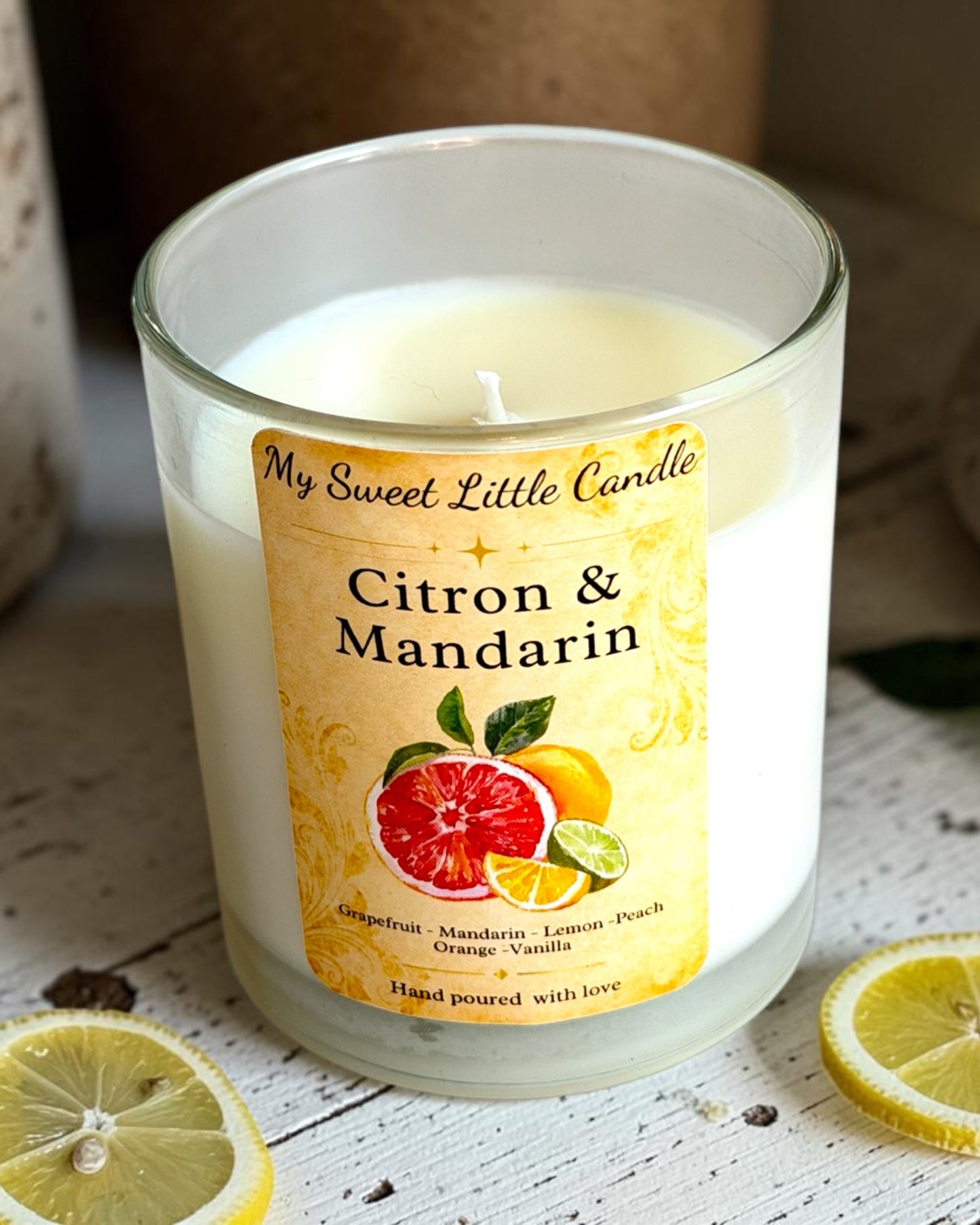Lemon & Mandarin Soy Candle : Fresh Citrus Fragrance, 7 oz