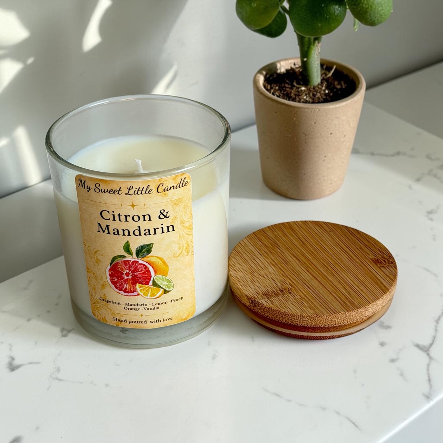 Lemon & Mandarin Soy Candle : Fresh Citrus Fragrance, 7 oz