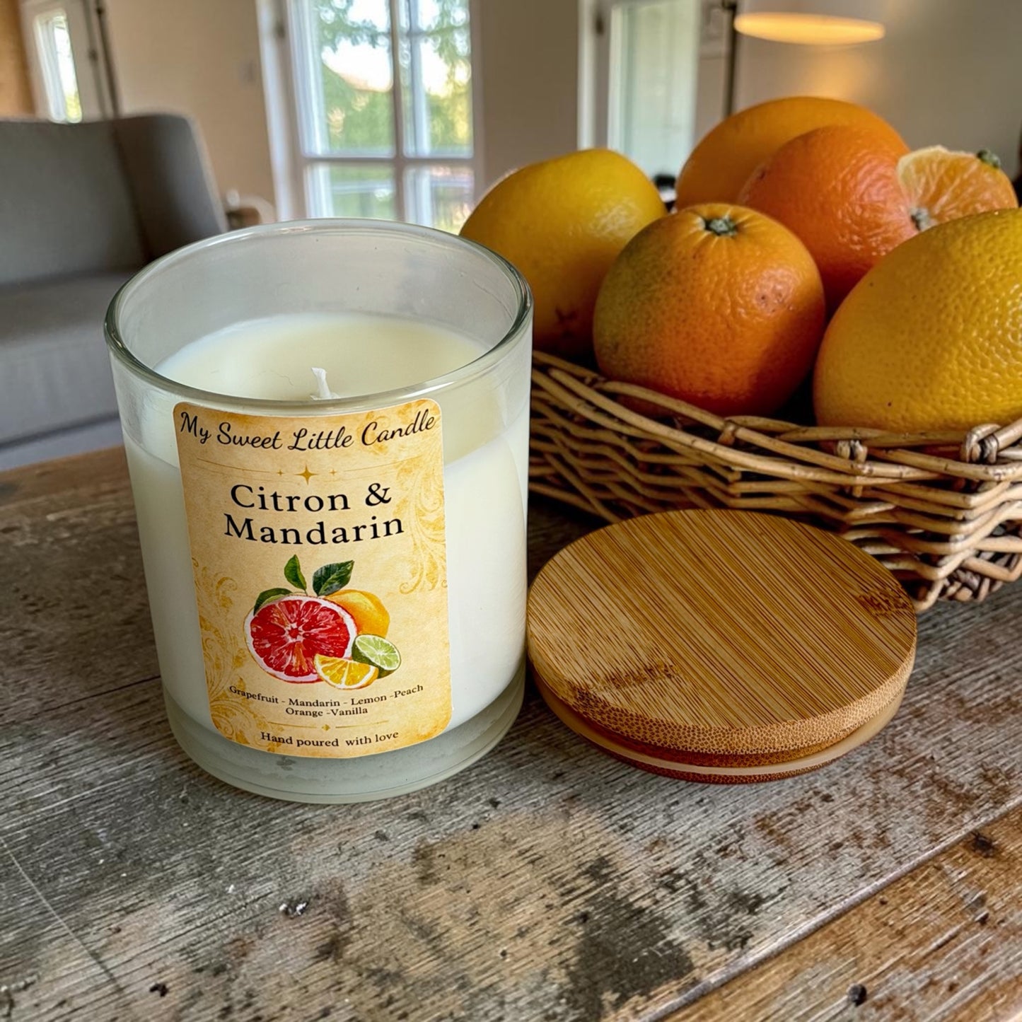 Lemon & Mandarin Soy Candle : Fresh Citrus Fragrance, 7 oz