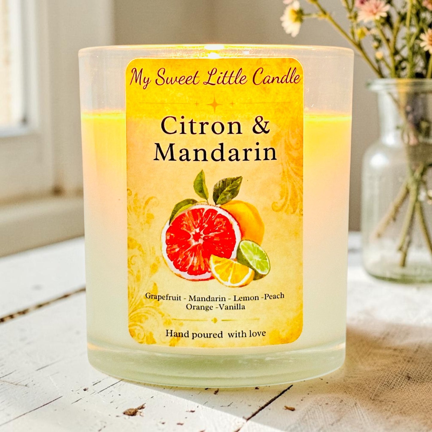 Lemon & Mandarin Soy Candle : Fresh Citrus Fragrance, 7 oz