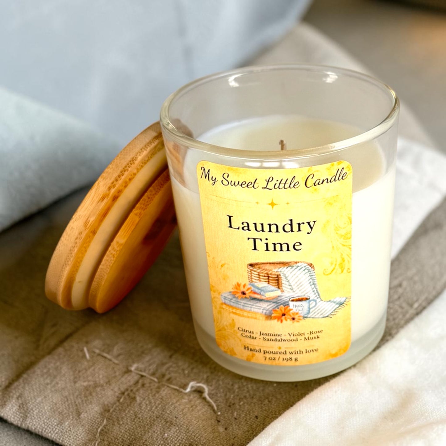 Laundry Time  Soy Candle : Fresh Laundry Clean Scent , 7 oz