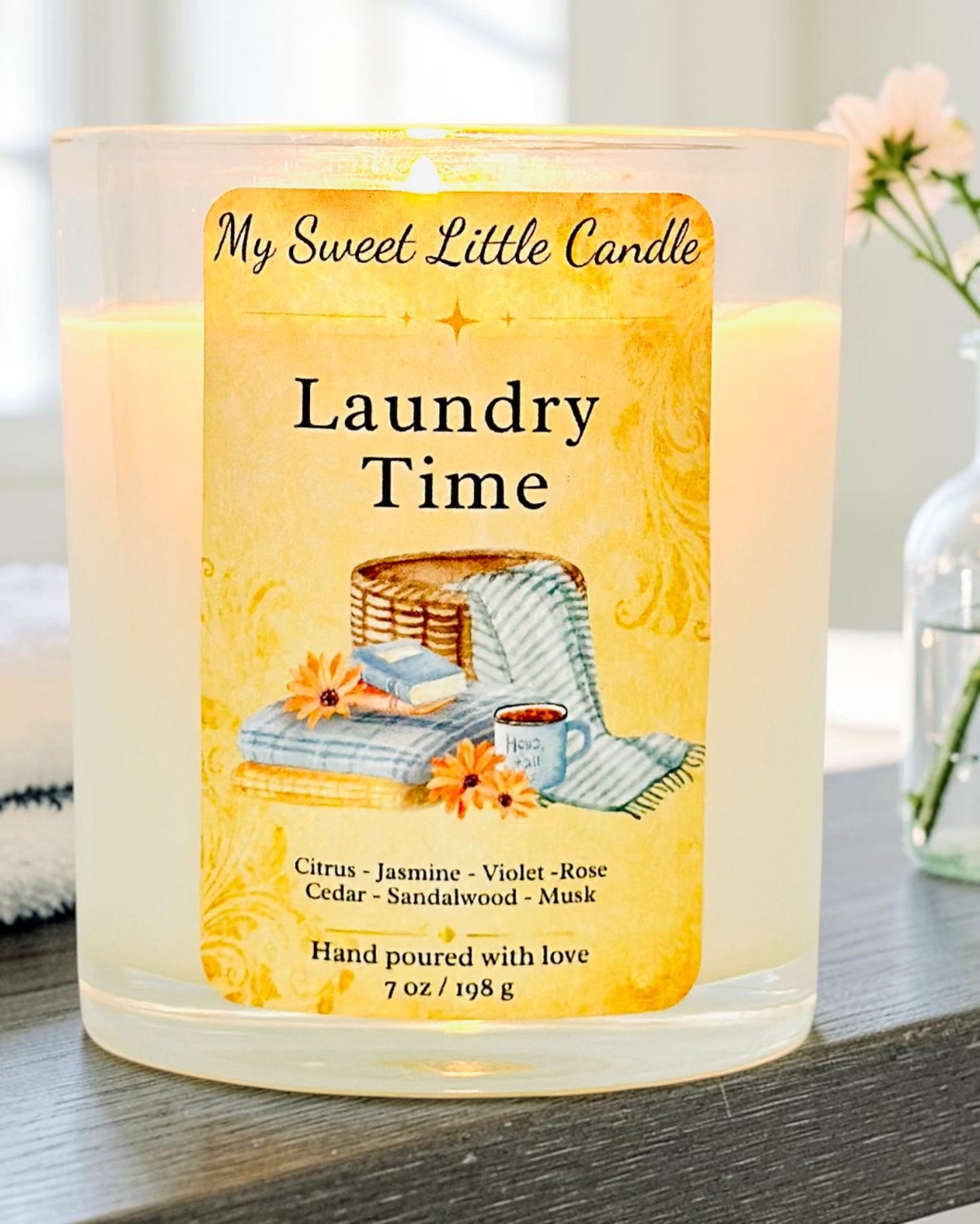 Laundry Time  Soy Candle : Fresh Laundry Clean Scent , 7 oz