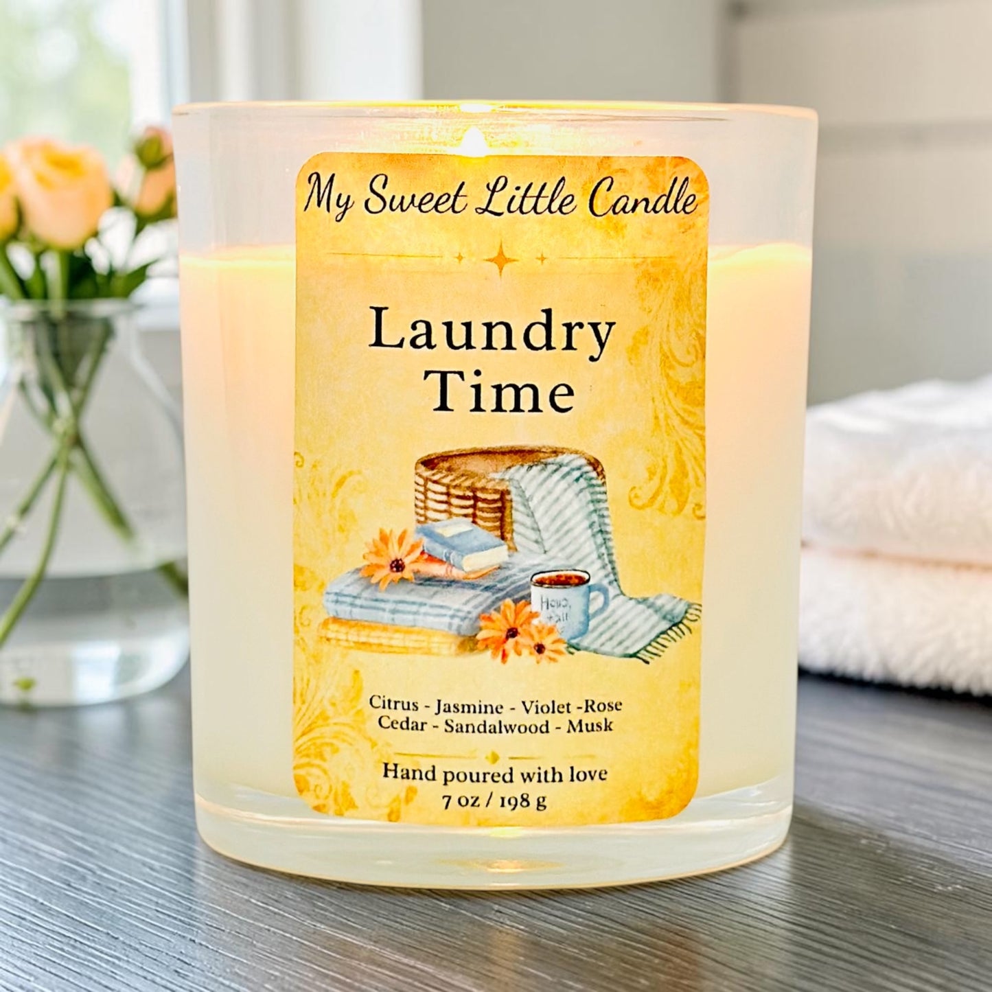 Laundry Time  Soy Candle : Fresh Laundry Clean Scent , 7 oz