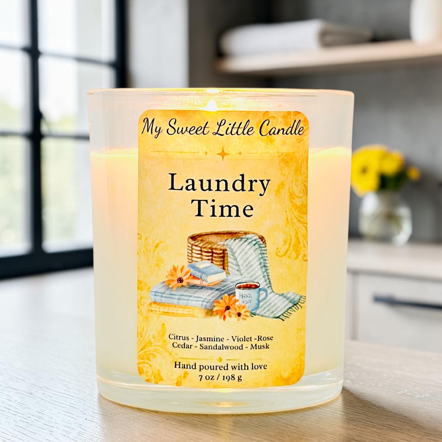 Laundry Time  Soy Candle : Fresh Laundry Clean Scent , 7 oz